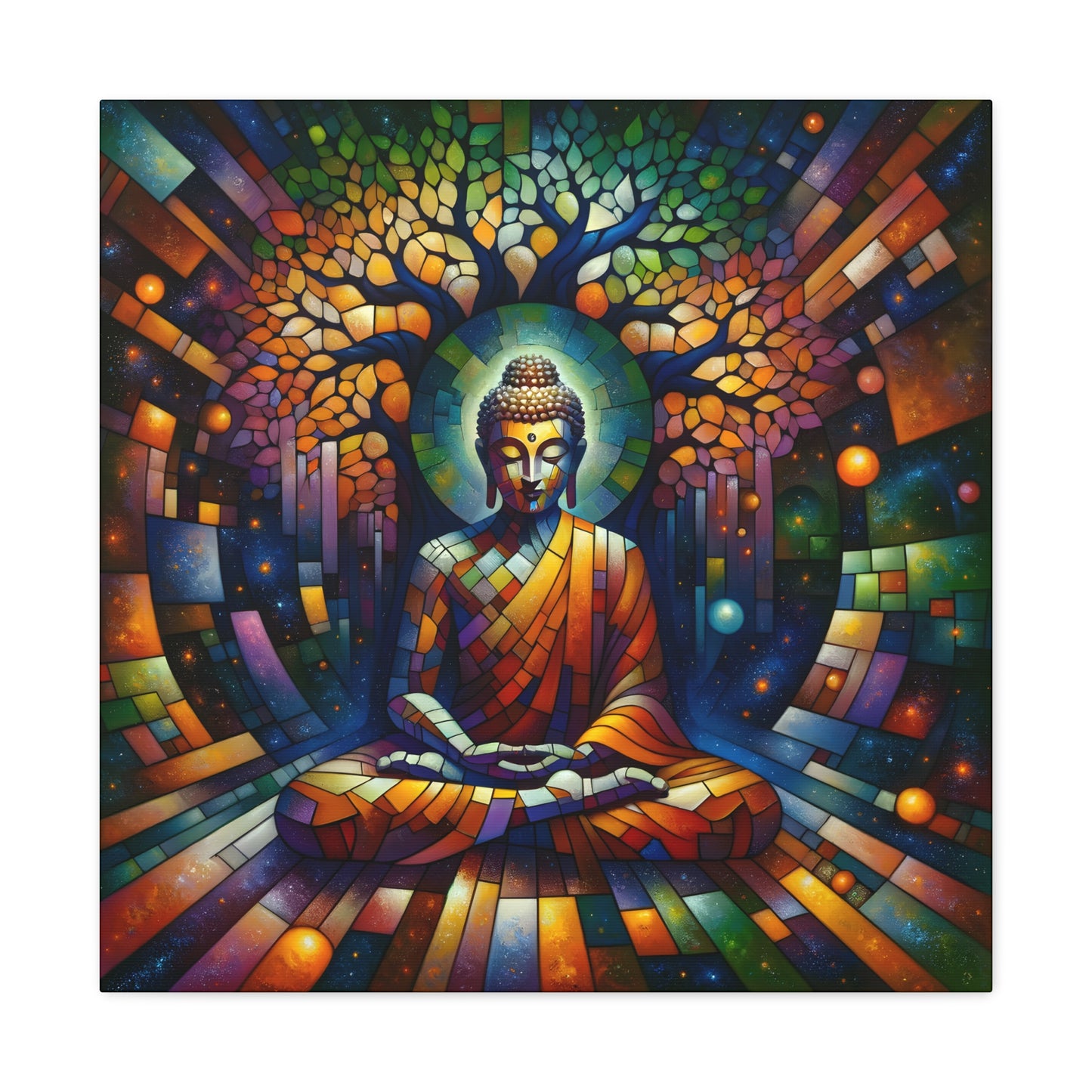 Vibrant Buddha Meditating In Outer Space
