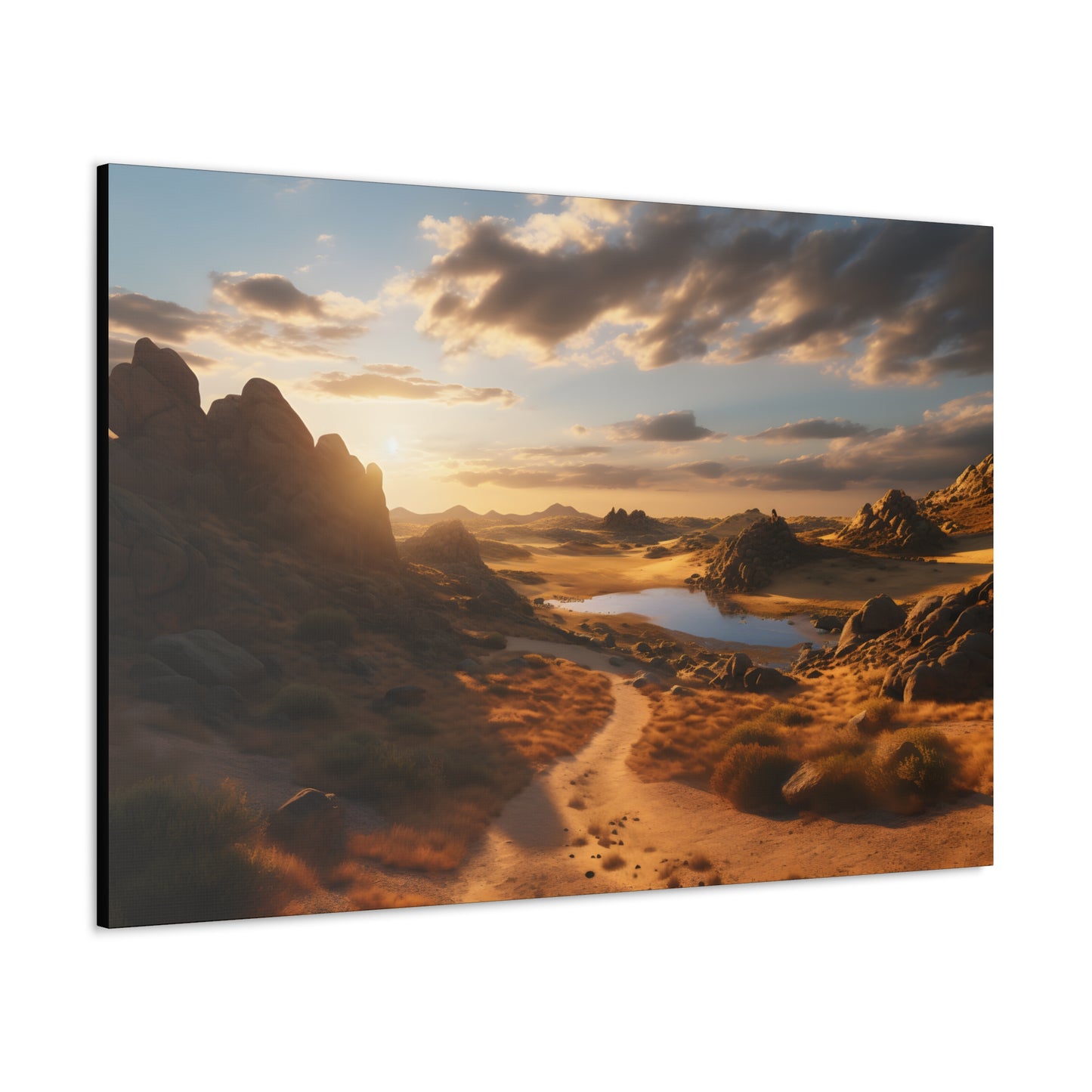 Desert Valley Lake At Sunrise