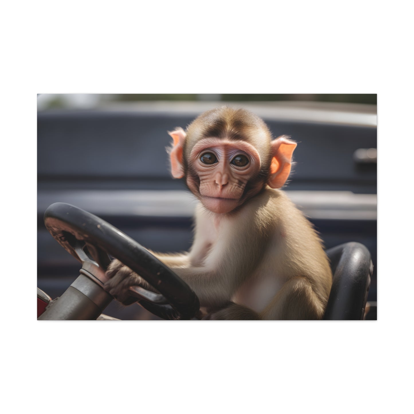 Young Monkey Driving Jeep